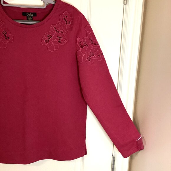 Dalia Women's Long Sleeve Cotton Pink Top Embroidery Floral Designs Size M - Picture 4 of 10